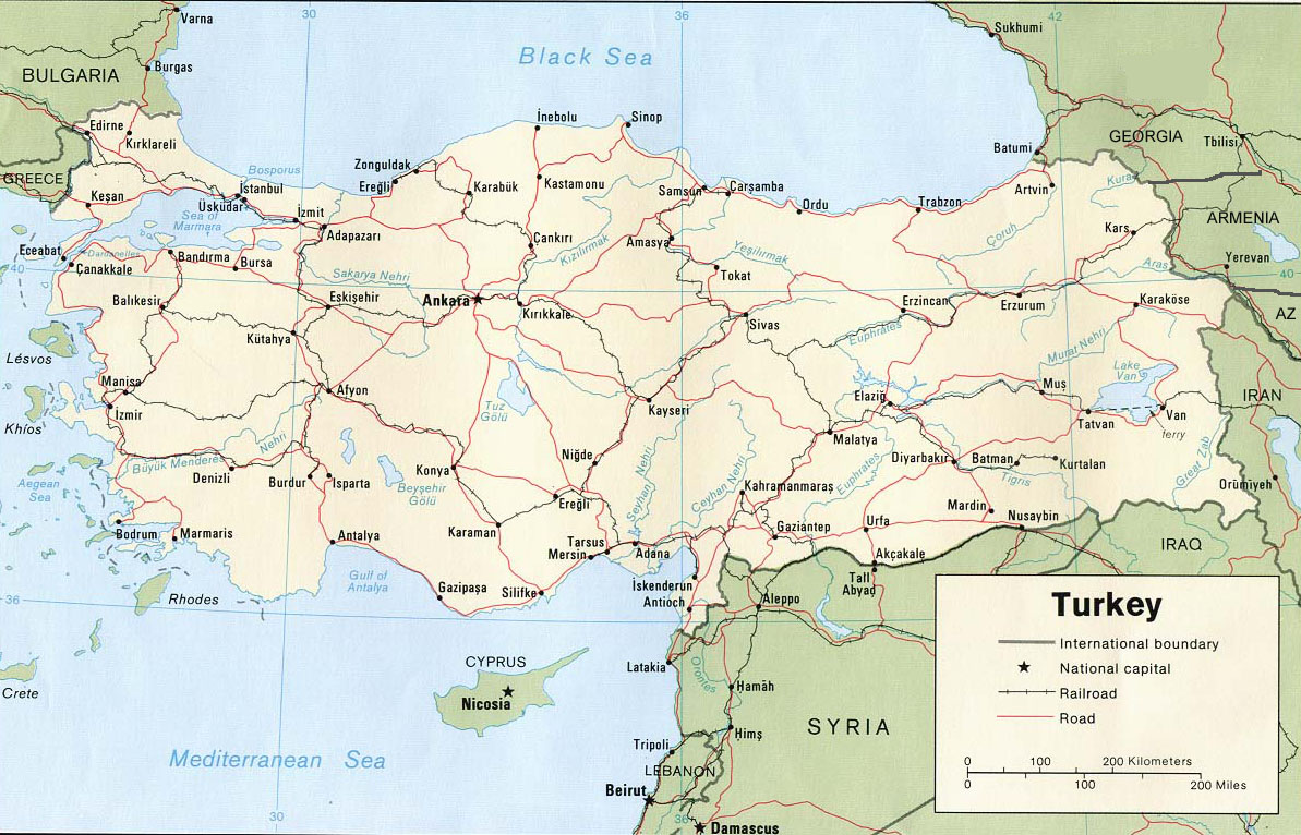 carte de la turquie détaillée